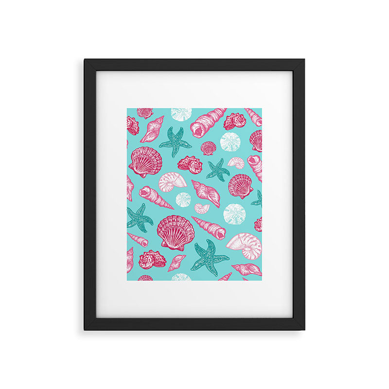 Seashell Pattern - Pink and mint Framed Art Print Gallery Image 6