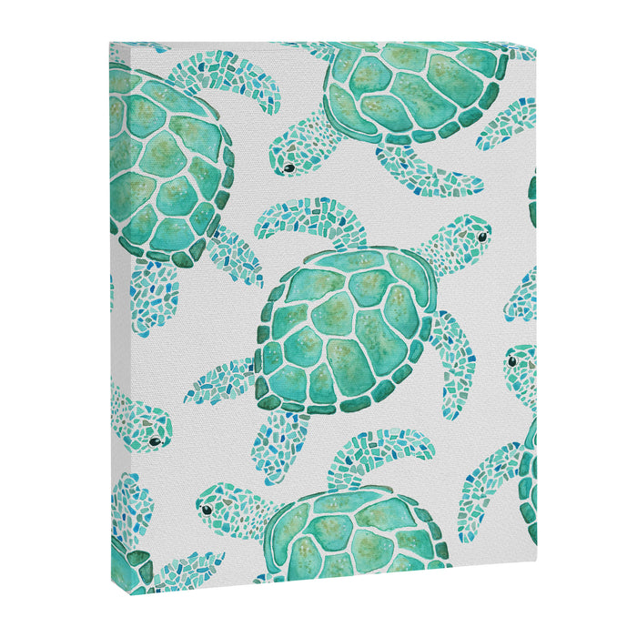 Sea Turtle Pattern - Blue Canvas Print Gallery Image 1