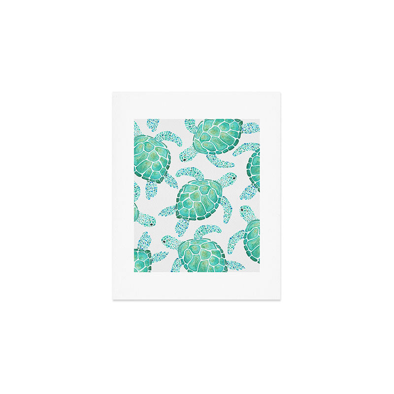 Sea Turtle Pattern - Blue Art Print Gallery Image 1