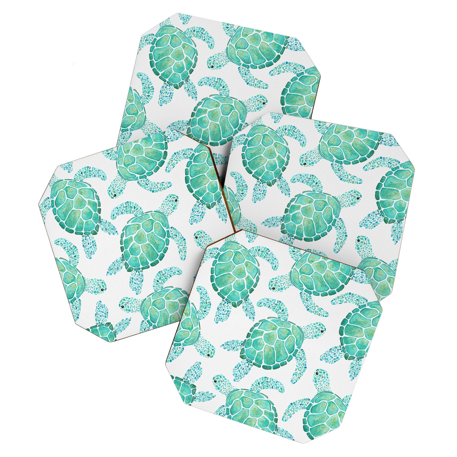 Sea Turtle Pattern - Blue Coaster Gallery Image 1