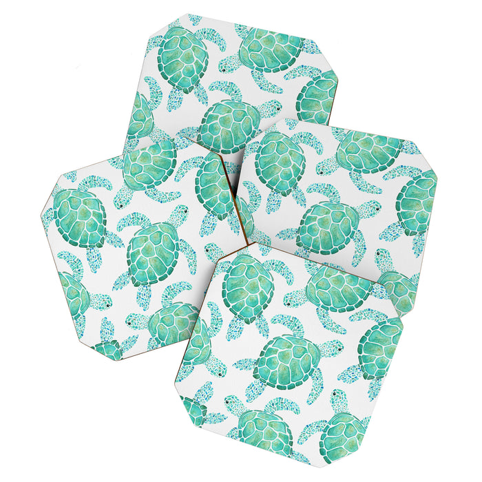 Sea Turtle Pattern - Blue Coaster Gallery Image 1