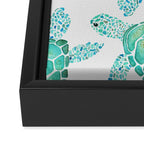 Sea Turtle Pattern - Blue Framed Canvas Print Gallery Image 3