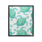 Sea Turtle Pattern - Blue Framed Canvas Print Gallery Image 8