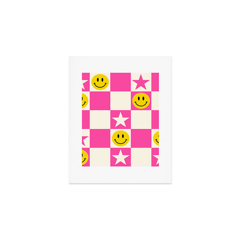 SMILEY STAR PINK Art Print Gallery Image 1
