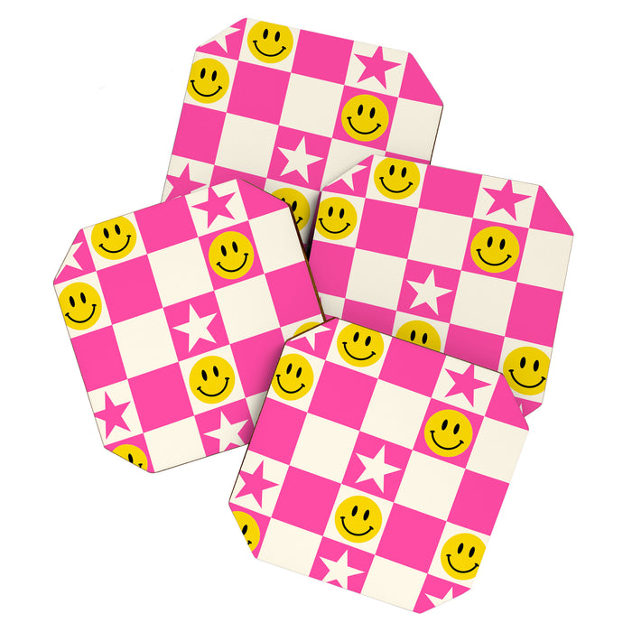 SMILEY STAR PINK Coaster Gallery Image 1