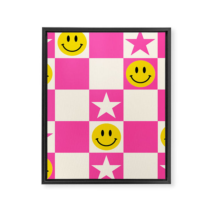 SMILEY STAR PINK Framed Canvas Print Gallery Image 1