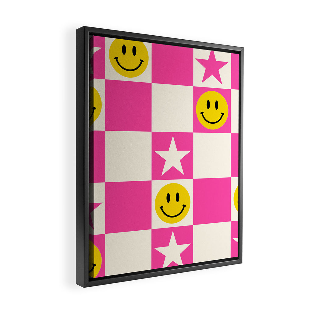 SMILEY STAR PINK Framed Canvas Print Gallery Image 2