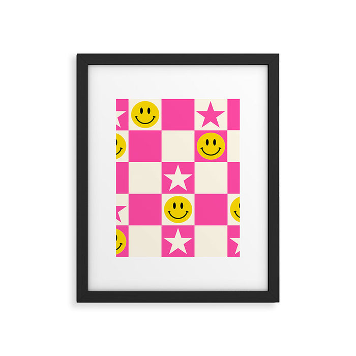 SMILEY STAR PINK Framed Art Print Gallery Image 1