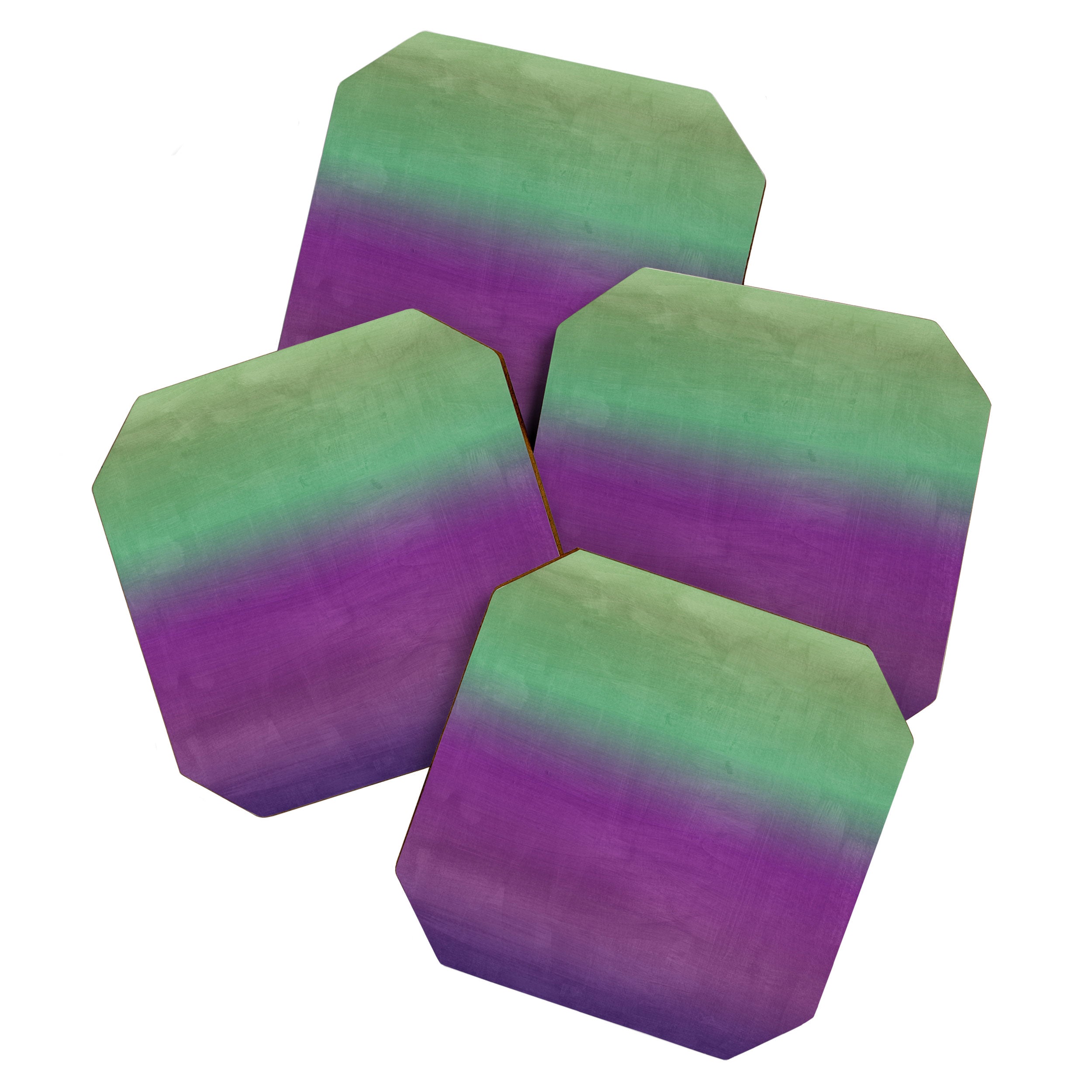 Plum Purple and Green Watercolor Abstract Coaster Gallery Image 1