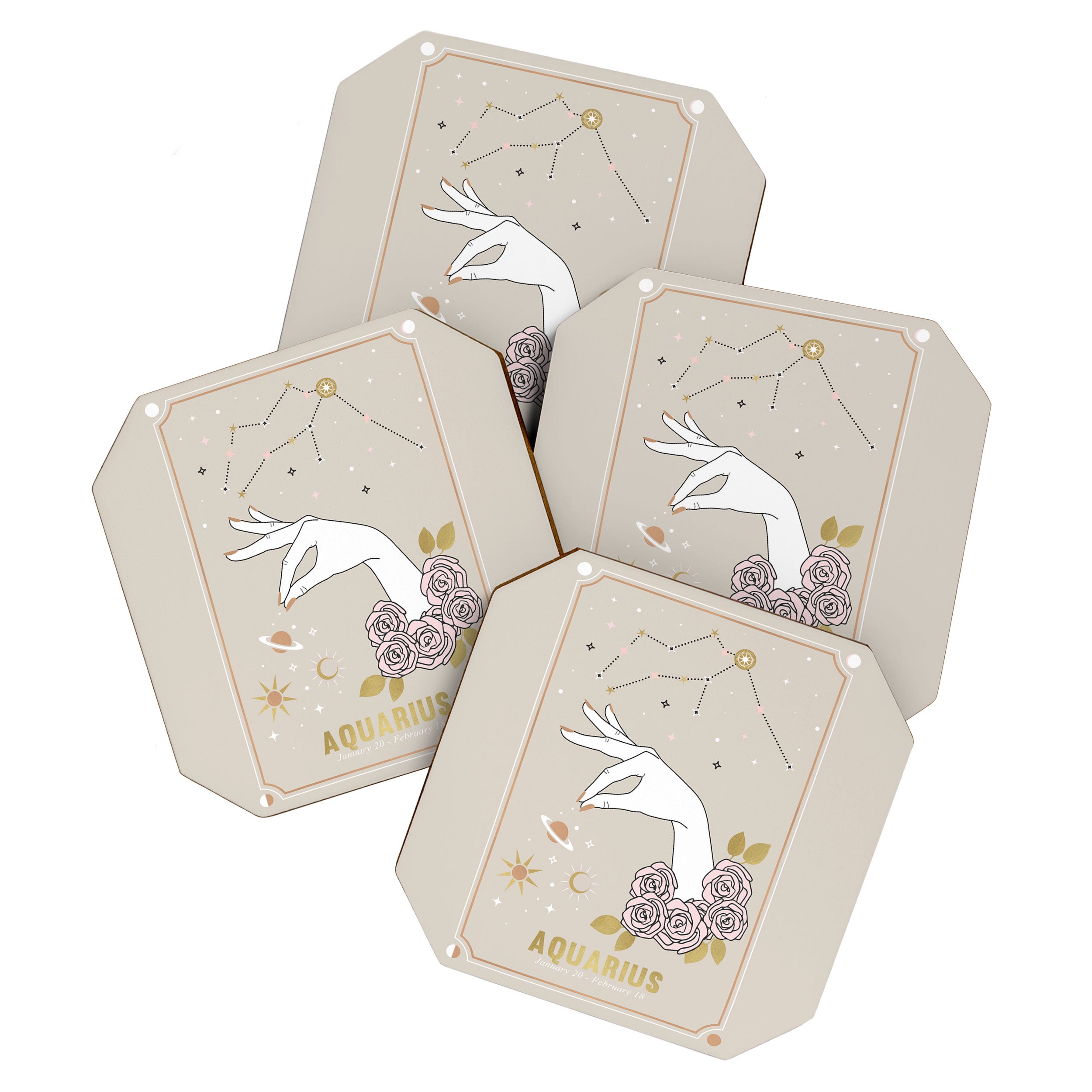 Aquarius Zodiac Sign Coaster Gallery Image 1