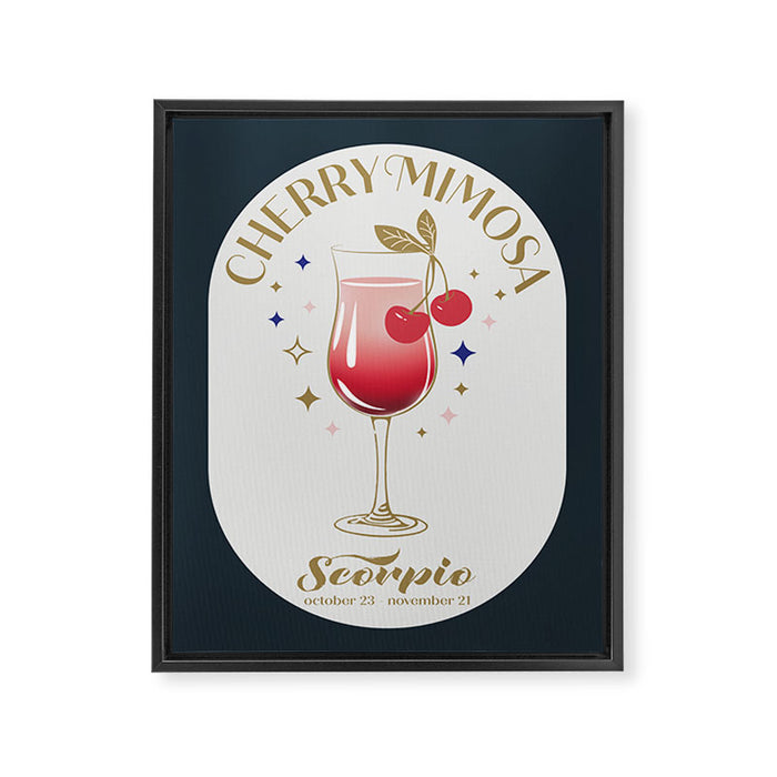 Cherry Mimosa Cocktail Zodiac Sign Framed Canvas Print Gallery Image 1