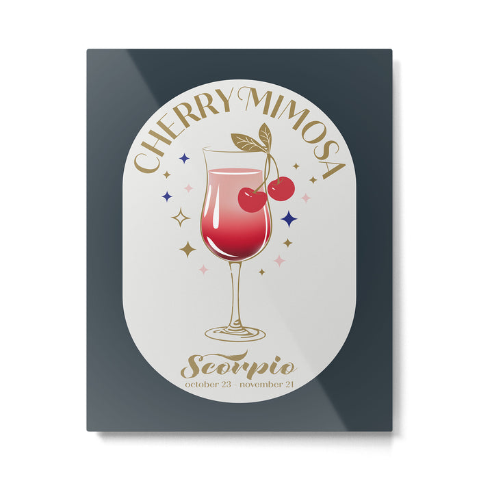 Cherry Mimosa Cocktail Zodiac Sign Metal Print Gallery Image 1