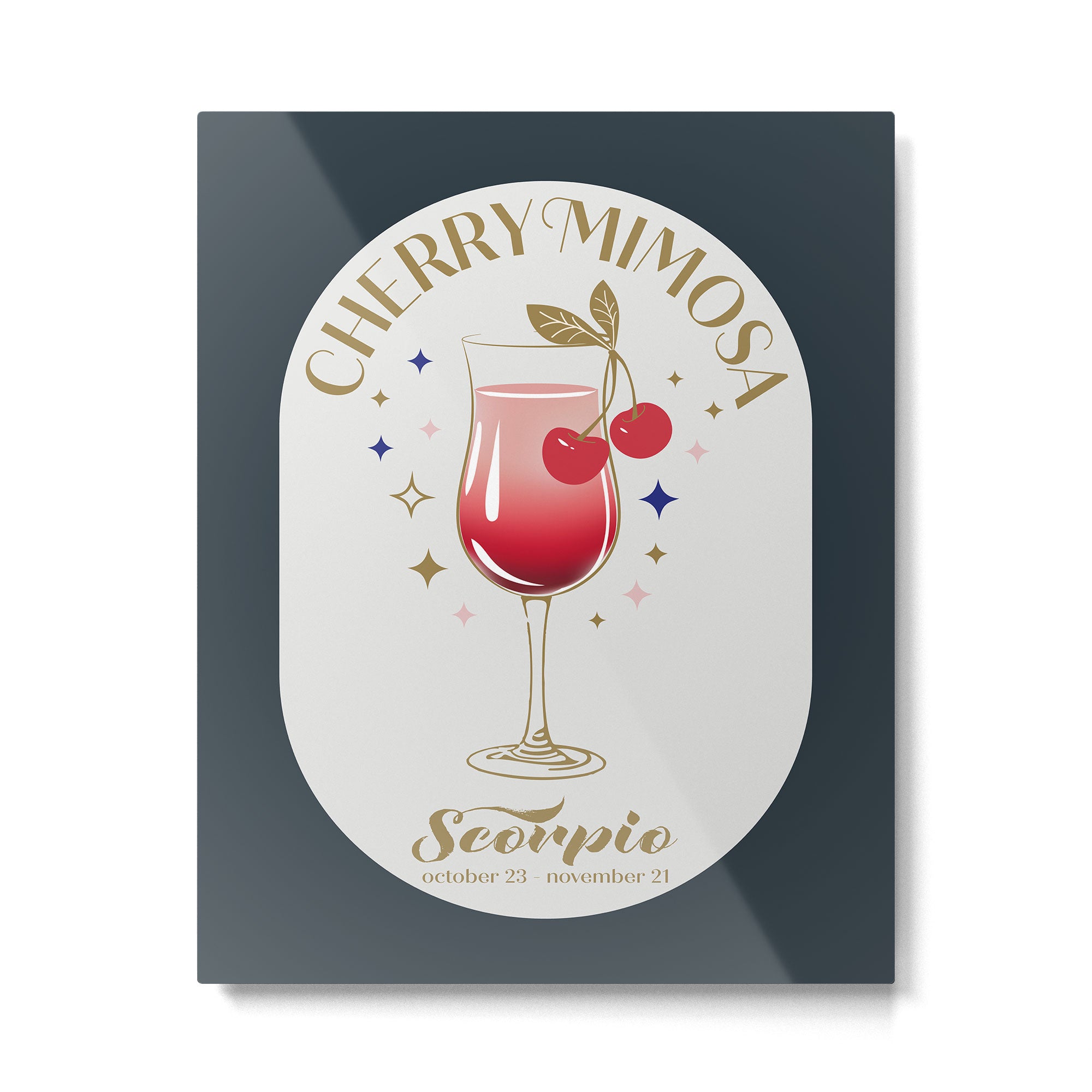 Cherry Mimosa Cocktail Zodiac Sign Metal Print Gallery Image 6