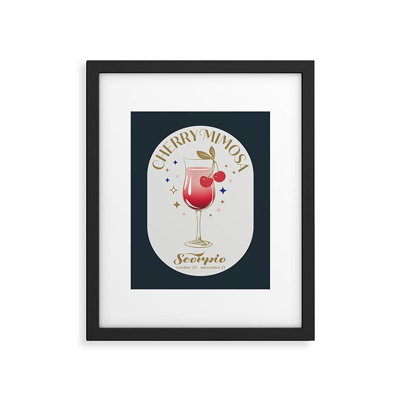 Cherry Mimosa Cocktail Zodiac Sign Framed Art Print Gallery Image 6