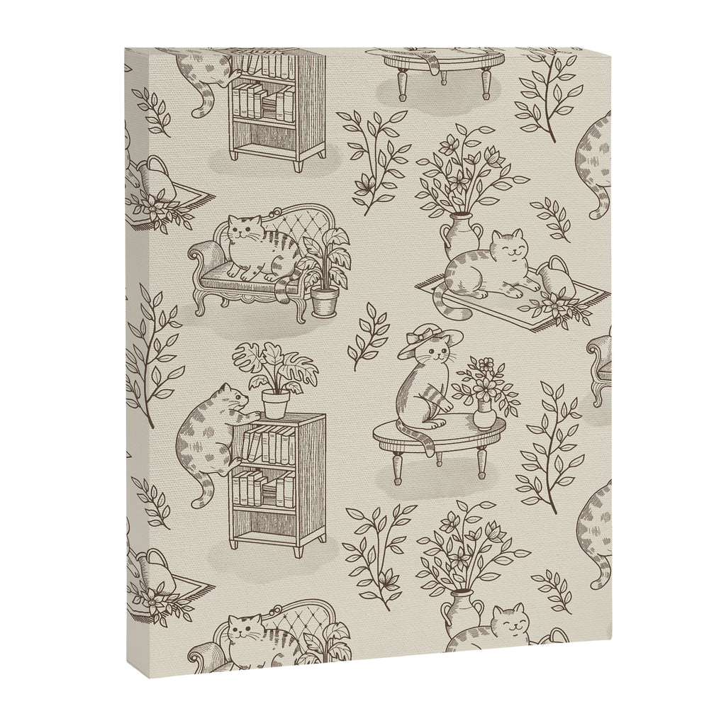 Chonky Cats Toile de Jouy Canvas Print Gallery Image 6