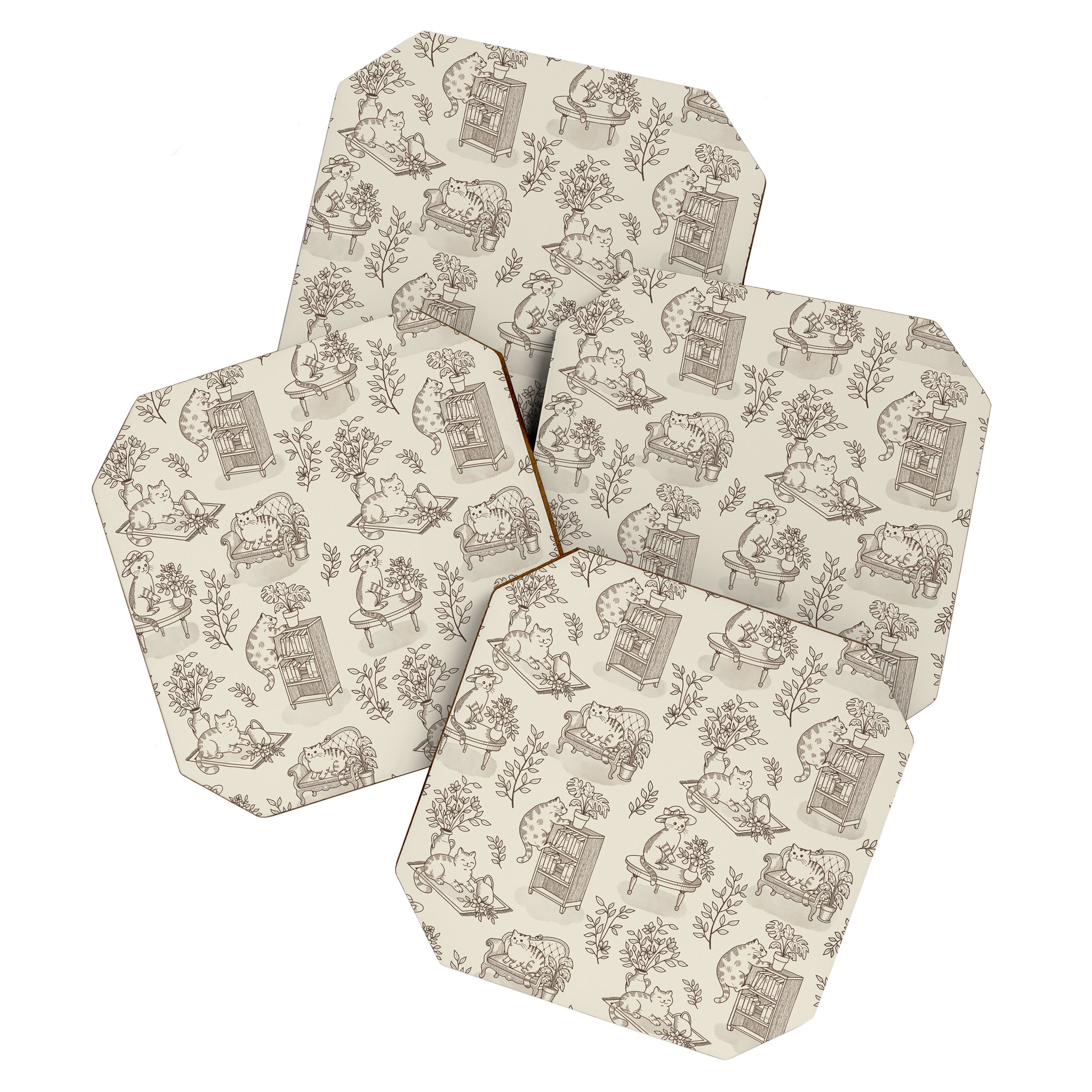 Chonky Cats Toile de Jouy Coaster Gallery Image 1