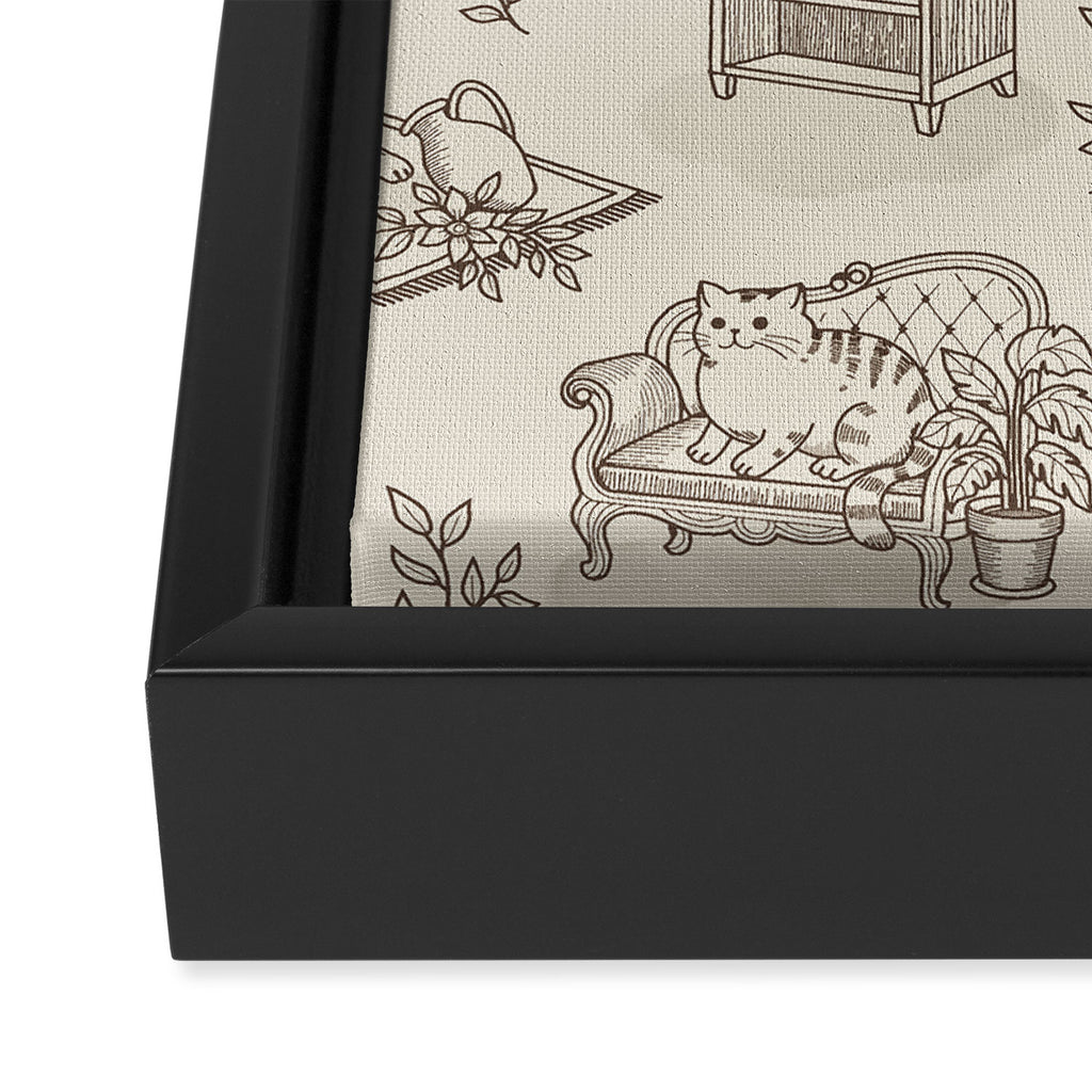Chonky Cats Toile de Jouy Framed Canvas Print Gallery Image 3
