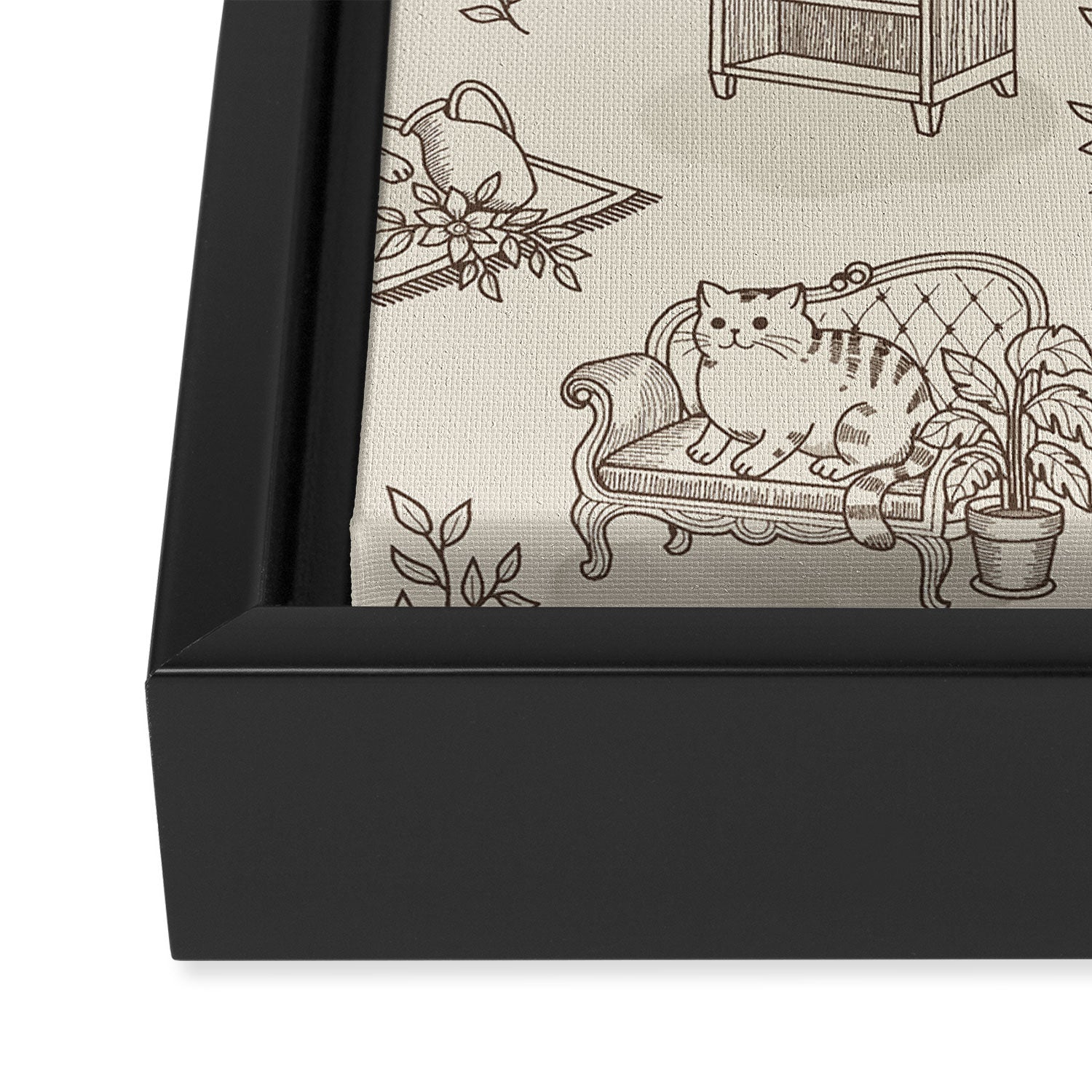 Chonky Cats Toile de Jouy Framed Canvas Print Gallery Image 3