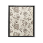 Chonky Cats Toile de Jouy Framed Canvas Print Gallery Image 6