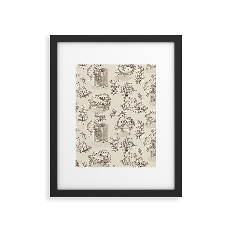 Chonky Cats Toile de Jouy Framed Art Print Gallery Image 5
