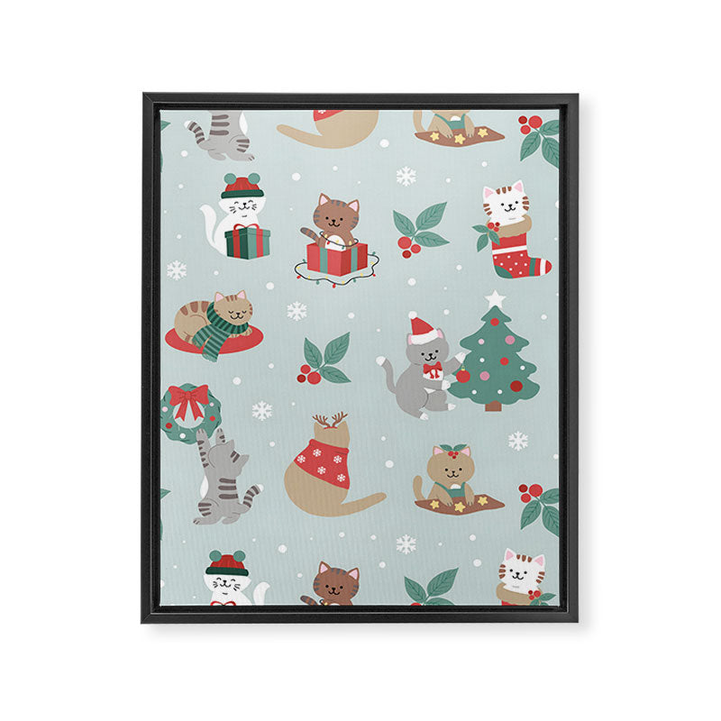 Christmas Festive Cute Holiday Kittens Framed Canvas Print Gallery Image 6