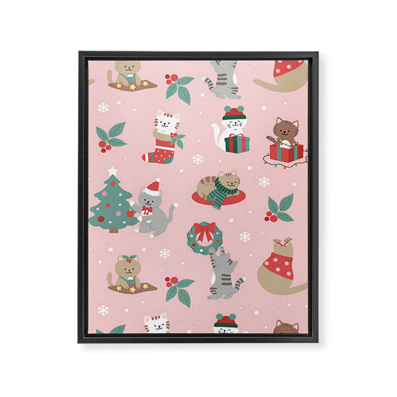 Christmas Festive Cute Holiday Kittens Framed Canvas Print Gallery Image 6