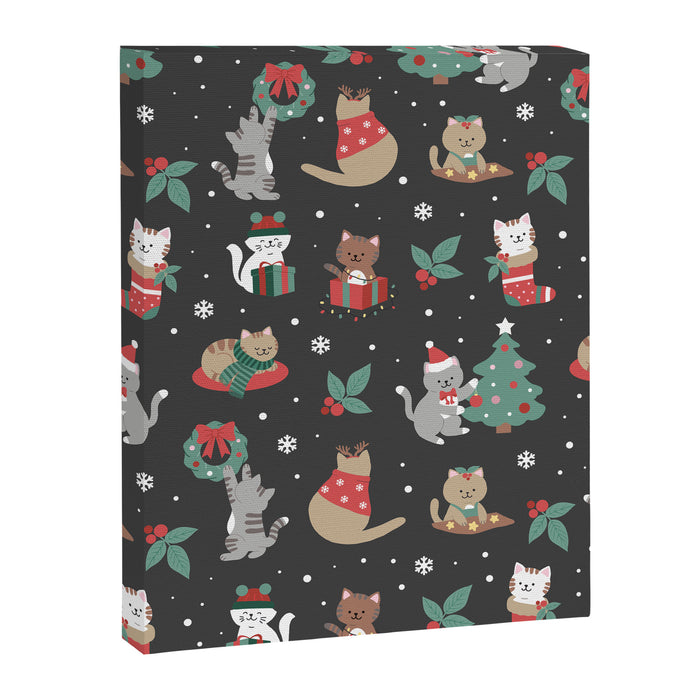 Christmas Festive Cute Holiday Kittens on Dark Canvas Print Gallery Image 1