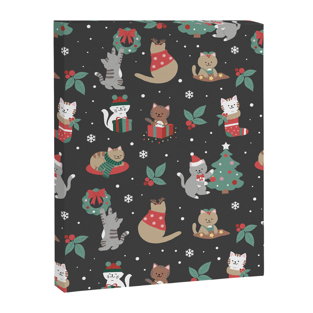 Christmas Festive Cute Holiday Kittens on Dark Canvas Print Gallery Image 6