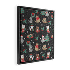 Christmas Festive Cute Holiday Kittens on Dark Framed Canvas Print Gallery Image 2