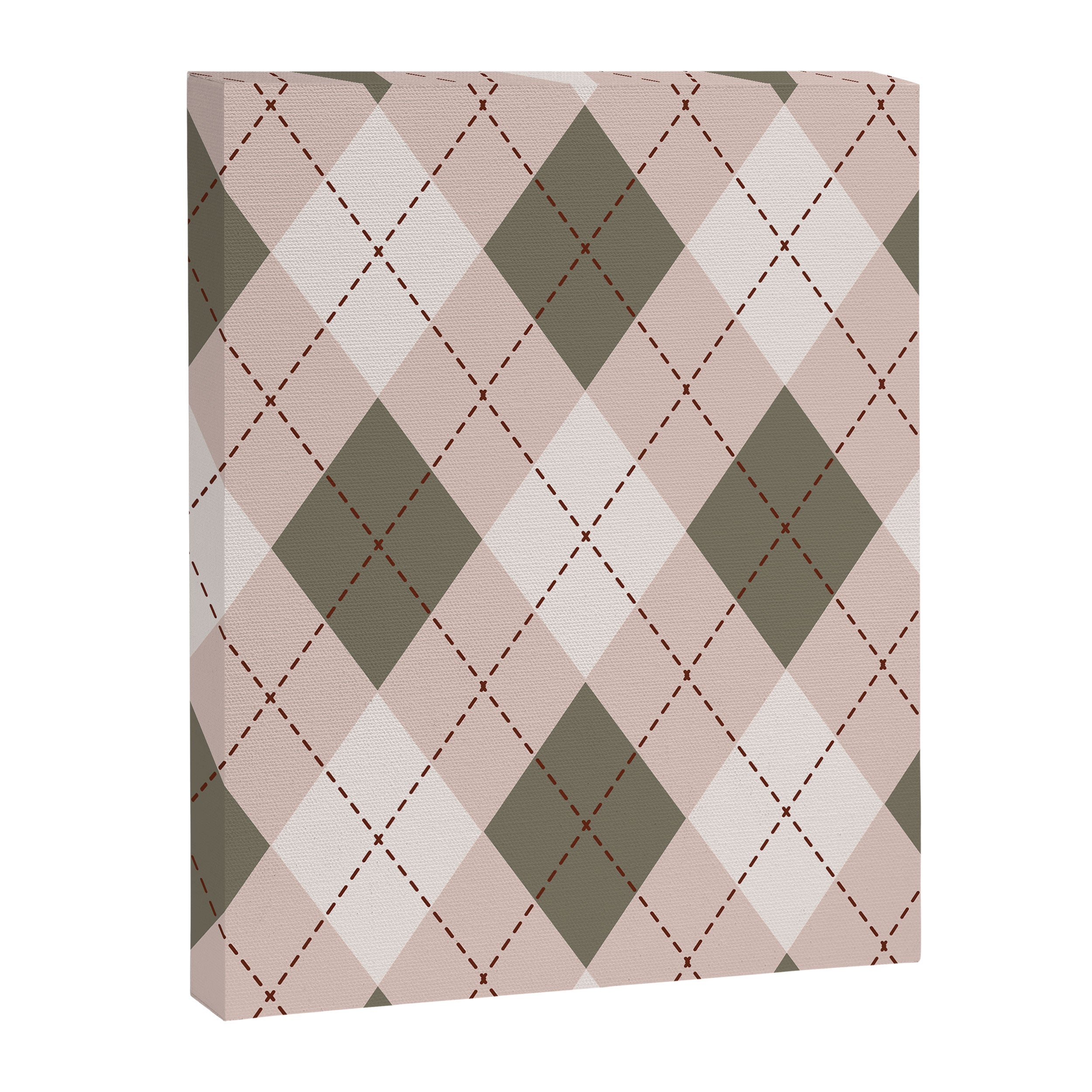 Classic Argyle Pattern Sage and Baby Pink Canvas Print Gallery Image 6