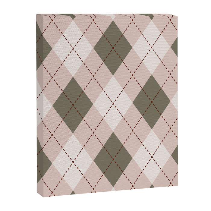 Classic Argyle Pattern Sage and Baby Pink Canvas Print Gallery Image 1