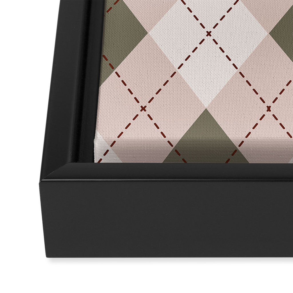 Classic Argyle Pattern Sage and Baby Pink Framed Canvas Print Gallery Image 3