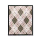 Classic Argyle Pattern Sage and Baby Pink Framed Canvas Print Gallery Image 6