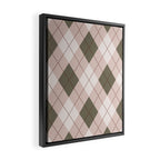 Classic Argyle Pattern Sage and Baby Pink Framed Canvas Print Gallery Image 2
