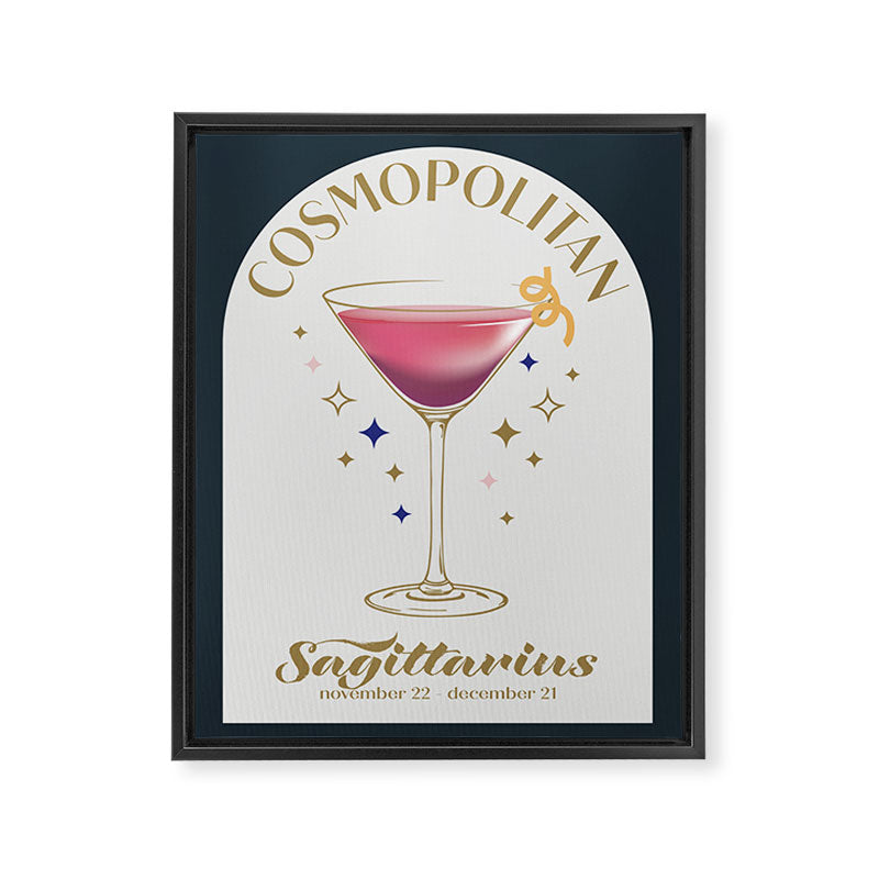 Cosmopolitan Cocktail Zodiac Sign Framed Canvas Print Gallery Image 6