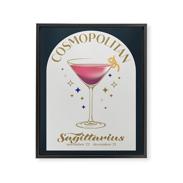 Cosmopolitan Cocktail Zodiac Sign Framed Canvas Print Gallery Image 1