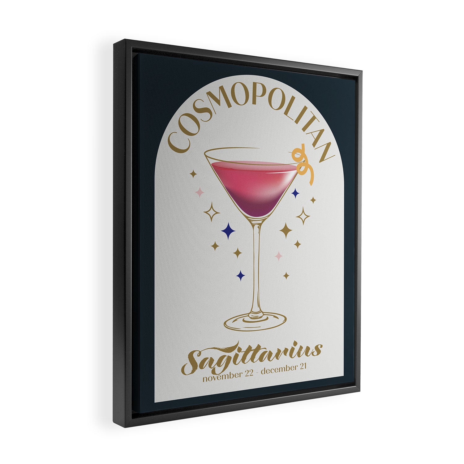 Cosmopolitan Cocktail Zodiac Sign Framed Canvas Print Gallery Image 2
