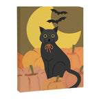 Cute Halloween Black Cat with Pumpkins and Bats Canvas Print Gallery Image 6