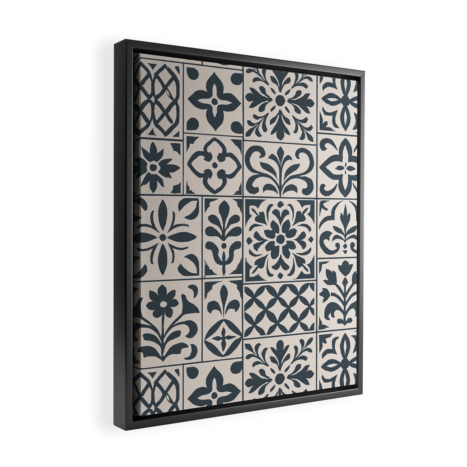 Dark Faux Tile Framed Canvas Print Gallery Image 2