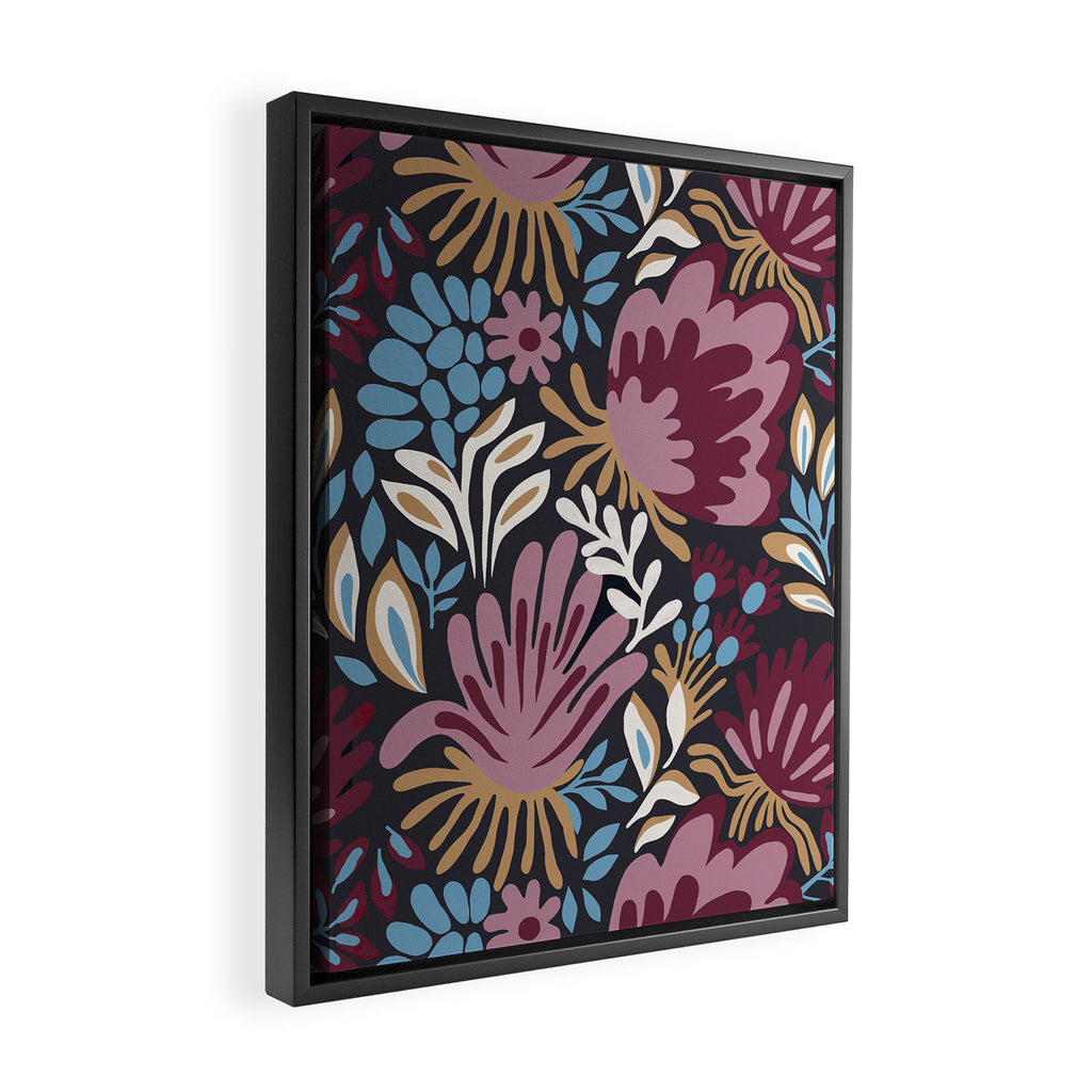 Dark Lush Floral Escape Framed Canvas Print Gallery Image 2