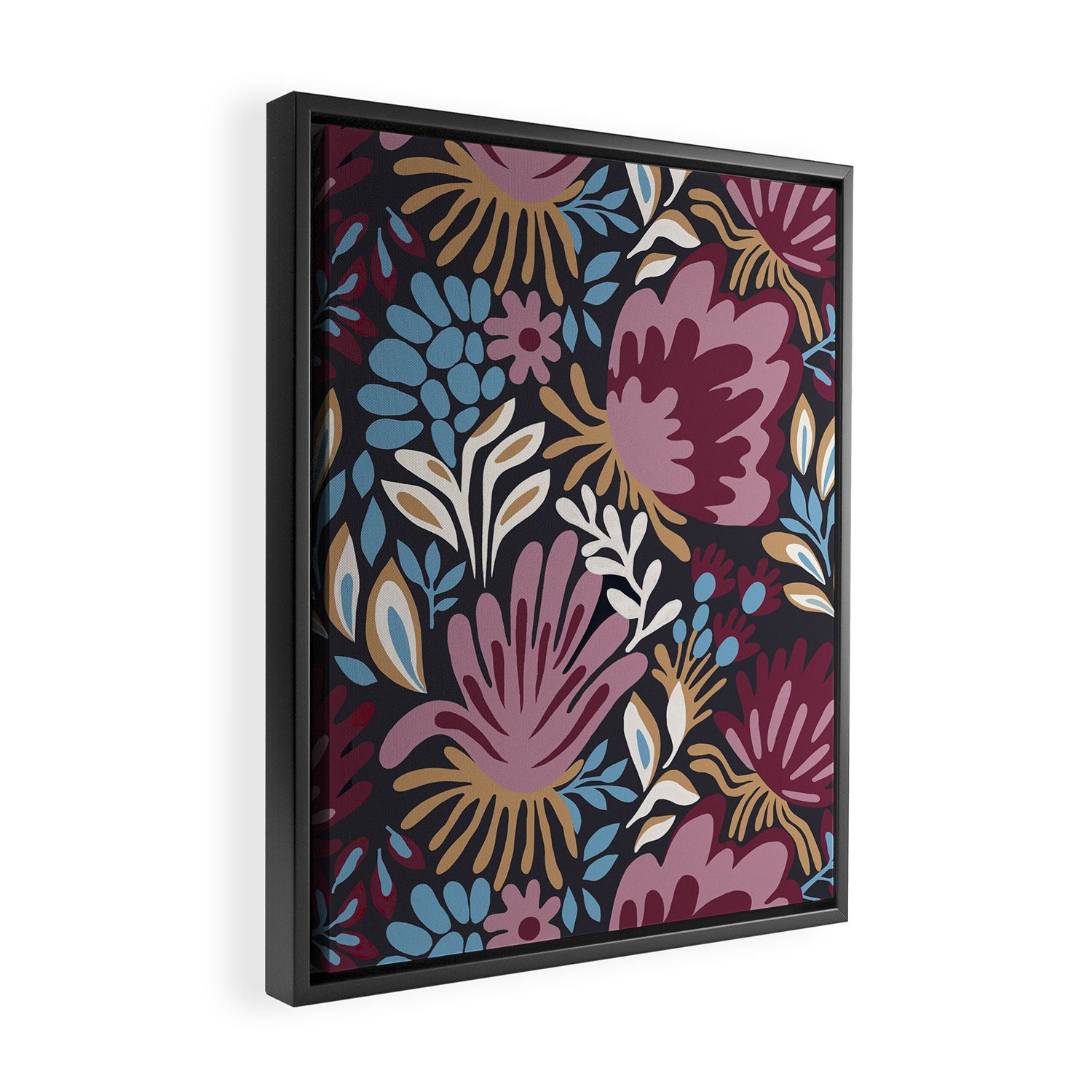 Dark Lush Floral Escape Framed Canvas Print Gallery Image 2