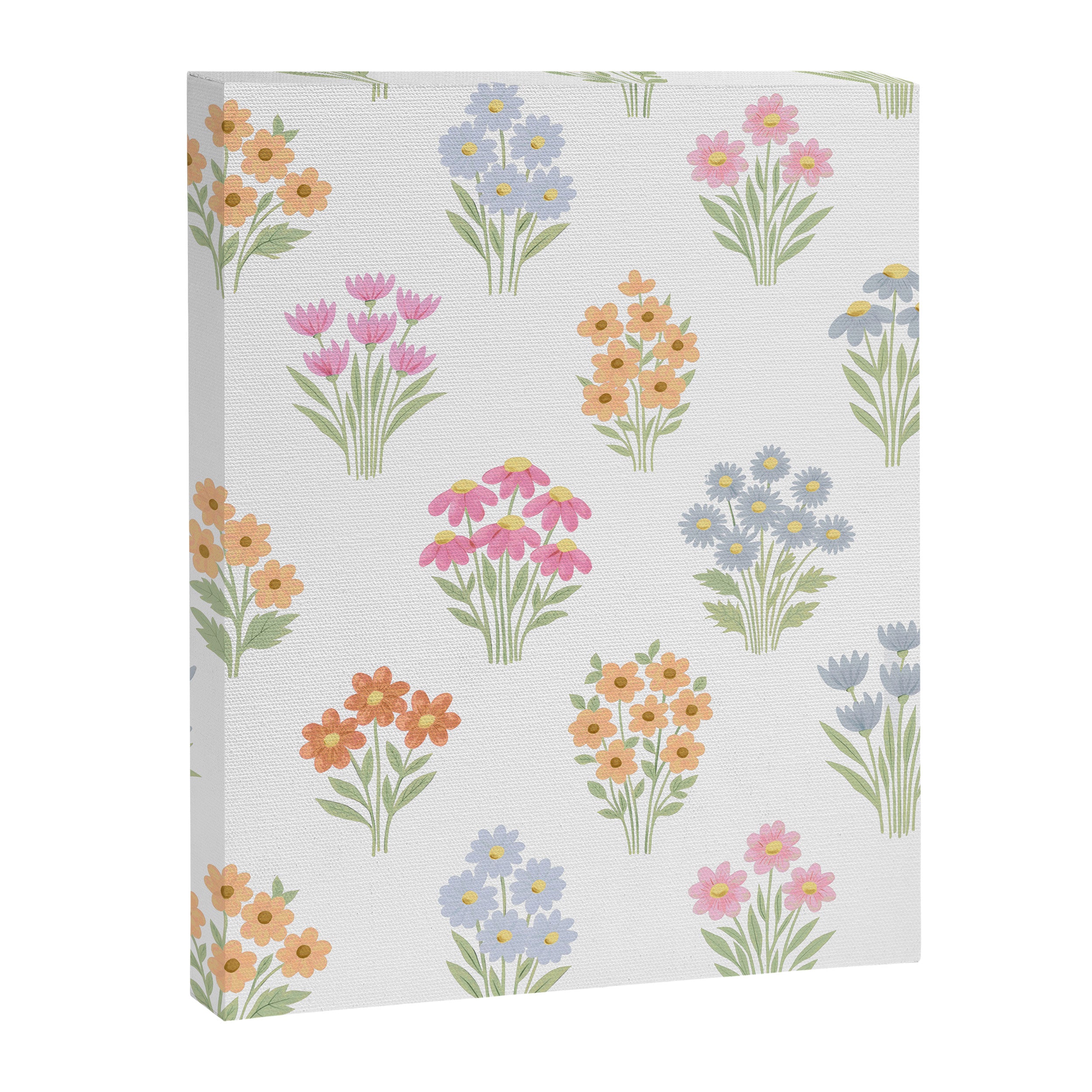 Delicate Hand-Drawn Pastel Floral Meadow Wildflowers  Canvas Print Gallery Image 6