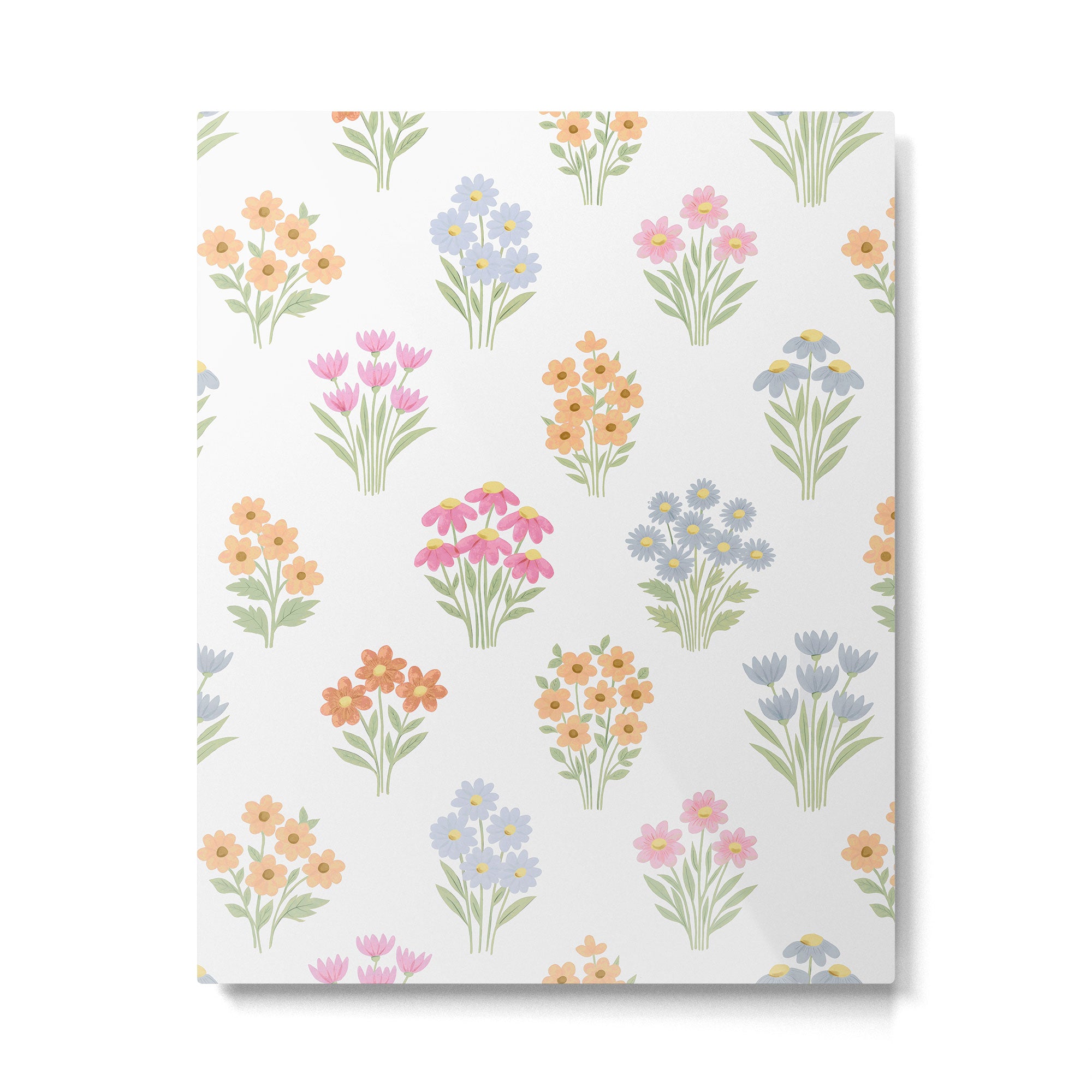 Delicate Hand-Drawn Pastel Floral Meadow Wildflowers  Metal Print Gallery Image 4