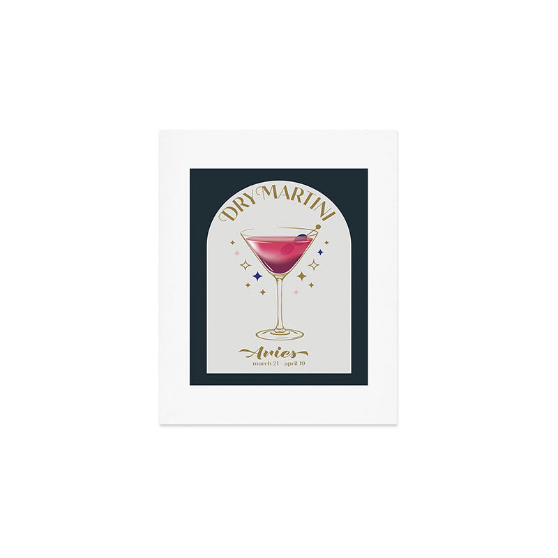 Dry Martini Cocktail Zodiac Sign Art Print Gallery Image 1