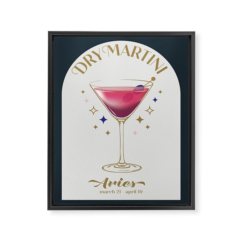 Dry Martini Cocktail Zodiac Sign Framed Canvas Print Gallery Image 6