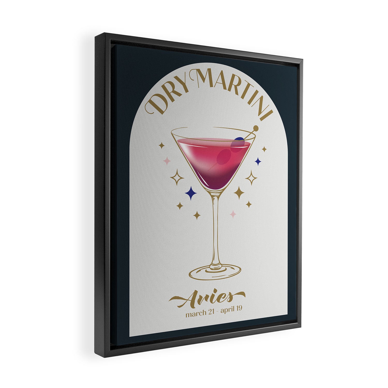 Dry Martini Cocktail Zodiac Sign Framed Canvas Print Gallery Image 2
