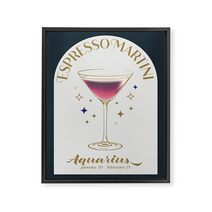Espresso Martini Cocktail Zodiac Sign Framed Canvas Print Gallery Image 1