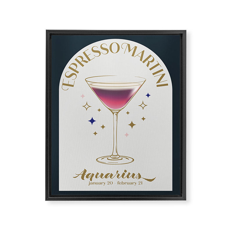 Espresso Martini Cocktail Zodiac Sign Framed Canvas Print Gallery Image 6