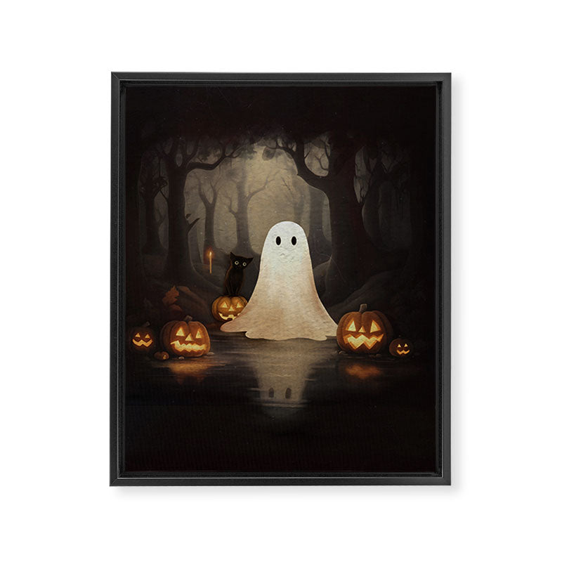 Ghost and Cat Framed Canvas Print Gallery Image 6