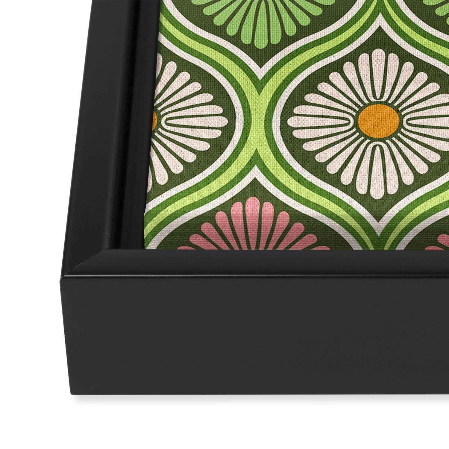 Groovy 70s Retro Mod Daisy Flowers Framed Canvas Print Gallery Image 3